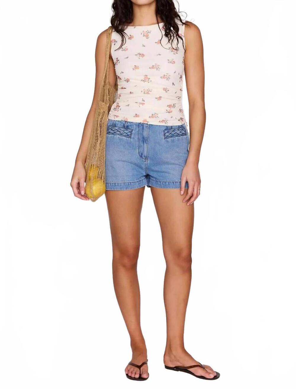 NEW MINKPINK sabine drawstring top in ditzy floral